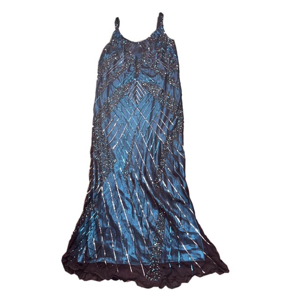 Scala Y2k 90s Sequins Layered Mesh 100% Silk Merm… - image 1